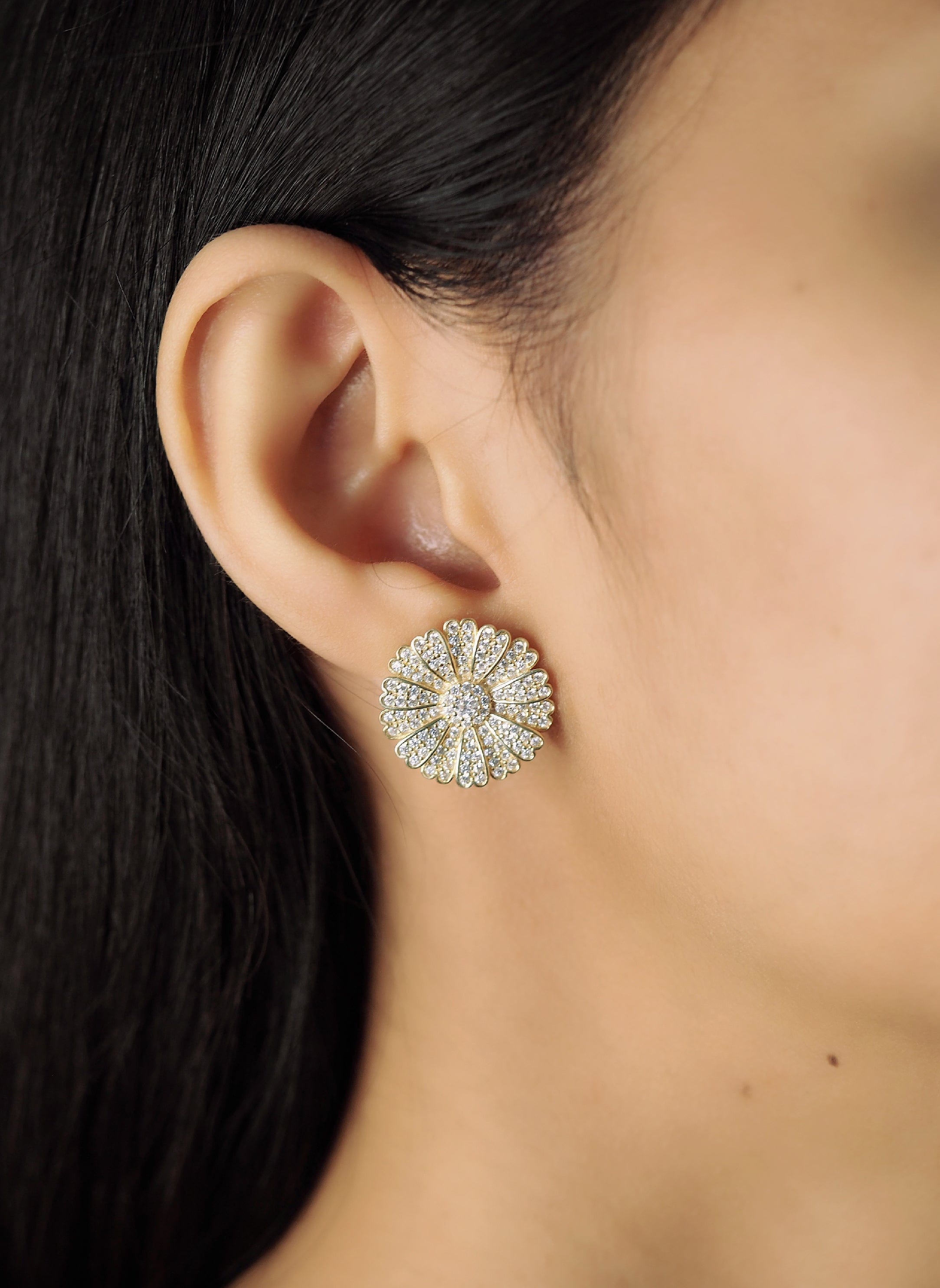 TAI JEWELRY Earrings Pave Cz Daisy Studs