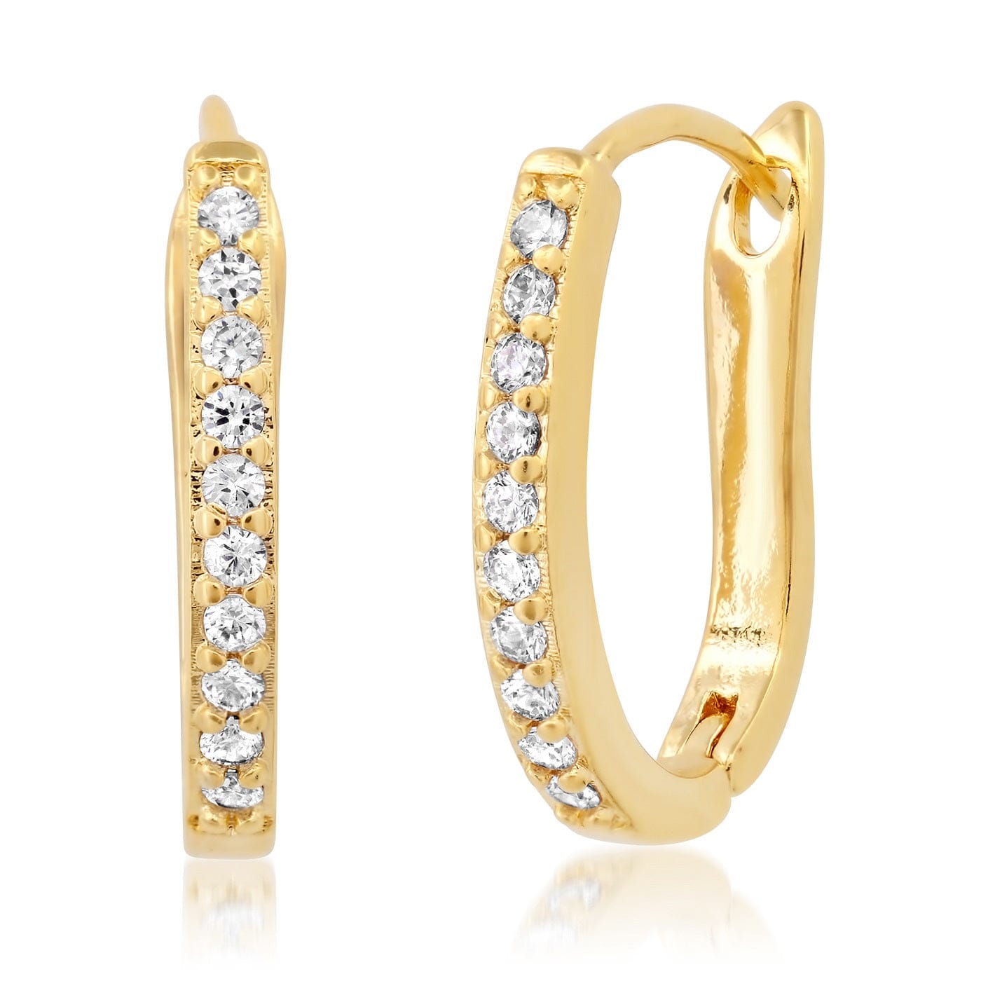 TAI JEWELRY Earrings Pave CZ Elongated Huggies