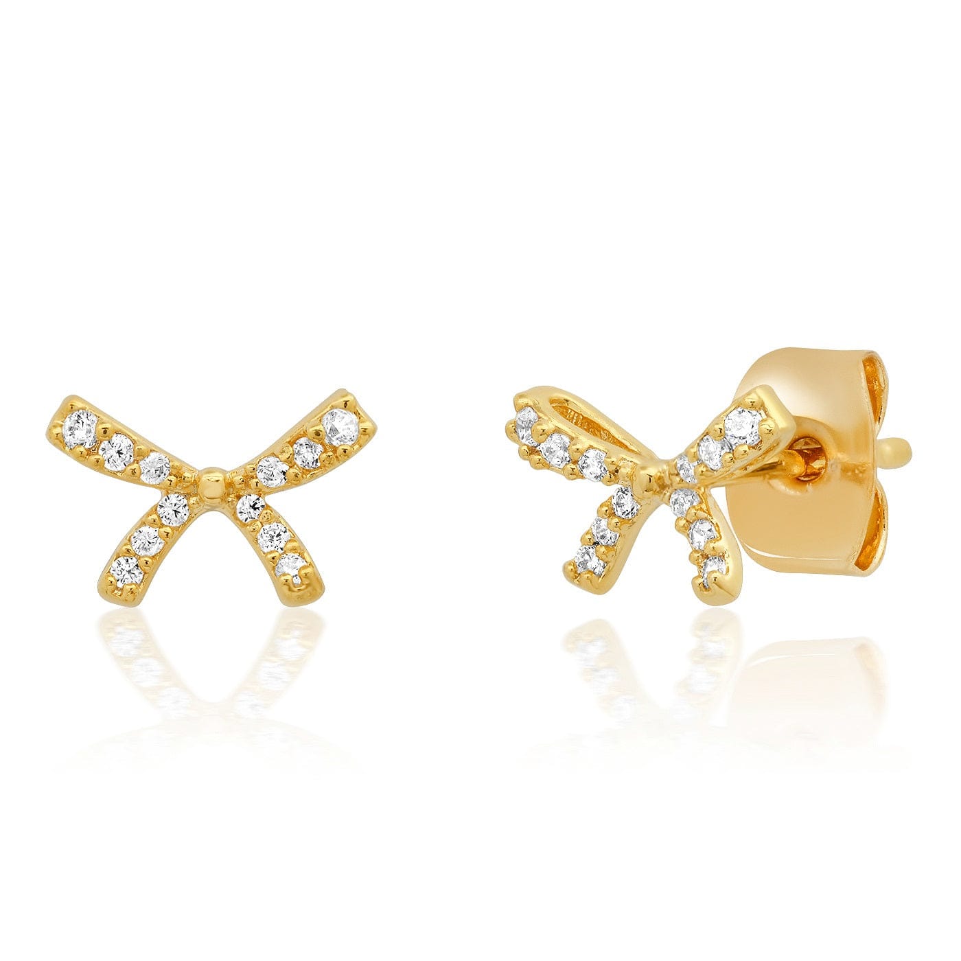 TAI JEWELRY | Pavé Cz Gold Bow Earrings | Earrings |