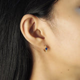 TAI JEWELRY | Pave CZ Gold Huggie with Enamel Star | Earrings |