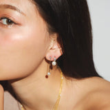 TAI JEWELRY | Pave CZ huggie with Large Pearl Charm | Earrings |