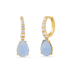 TAI JEWELRY | Pave CZ Huggies with Pear Drop | Earrings |