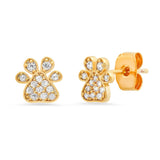 TAI JEWELRY Earrings Pave CZ Paw Print Studs