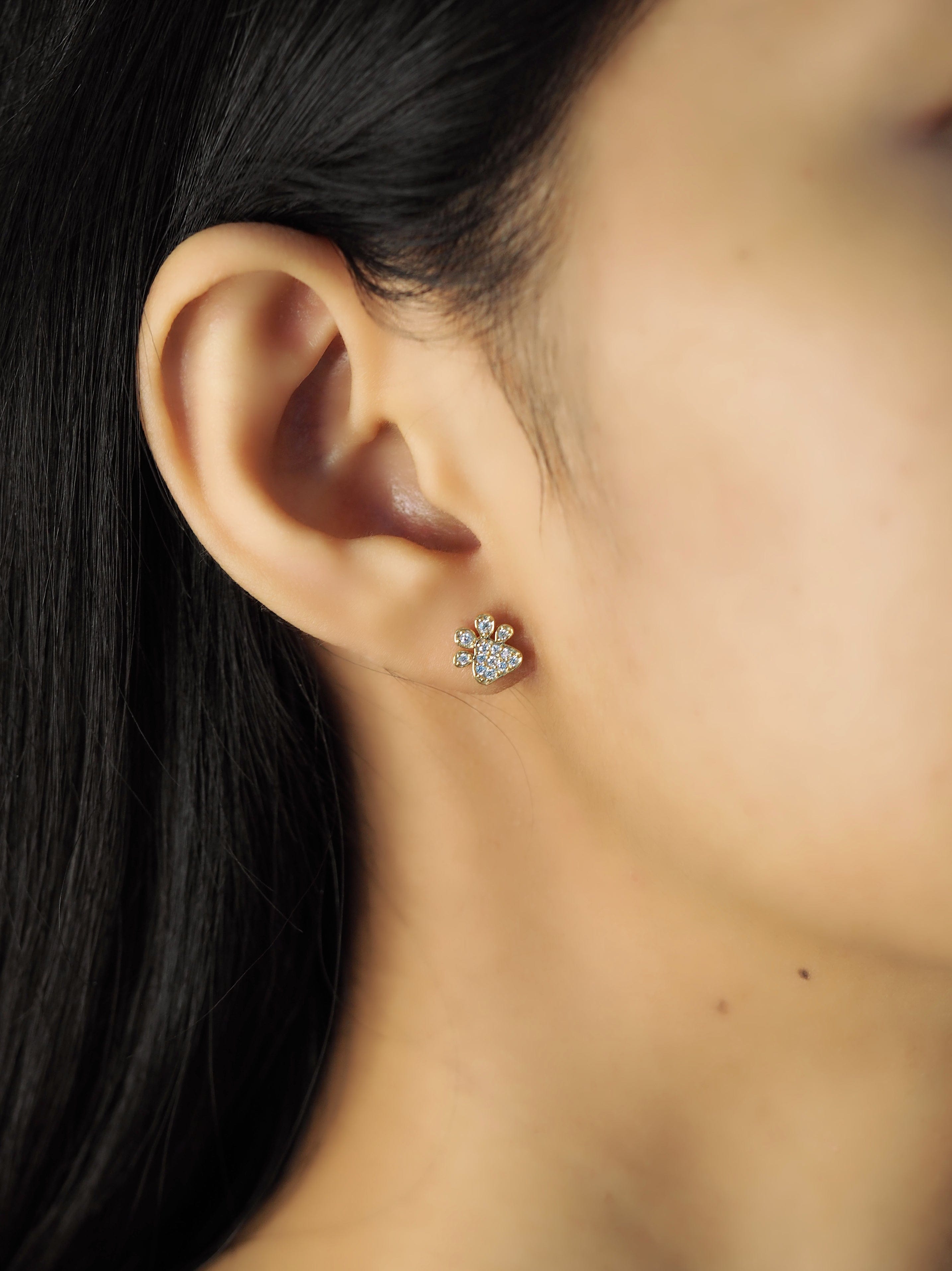 TAI JEWELRY | Pave CZ Paw Print Studs | Earrings |