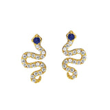 TAI JEWELRY | Pave CZ Snake Studs With Blue Montana Eyes | Earrings |