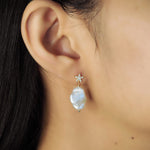 TAI JEWELRY Earrings Pave CZ Star And Baroque Pearl Earrings