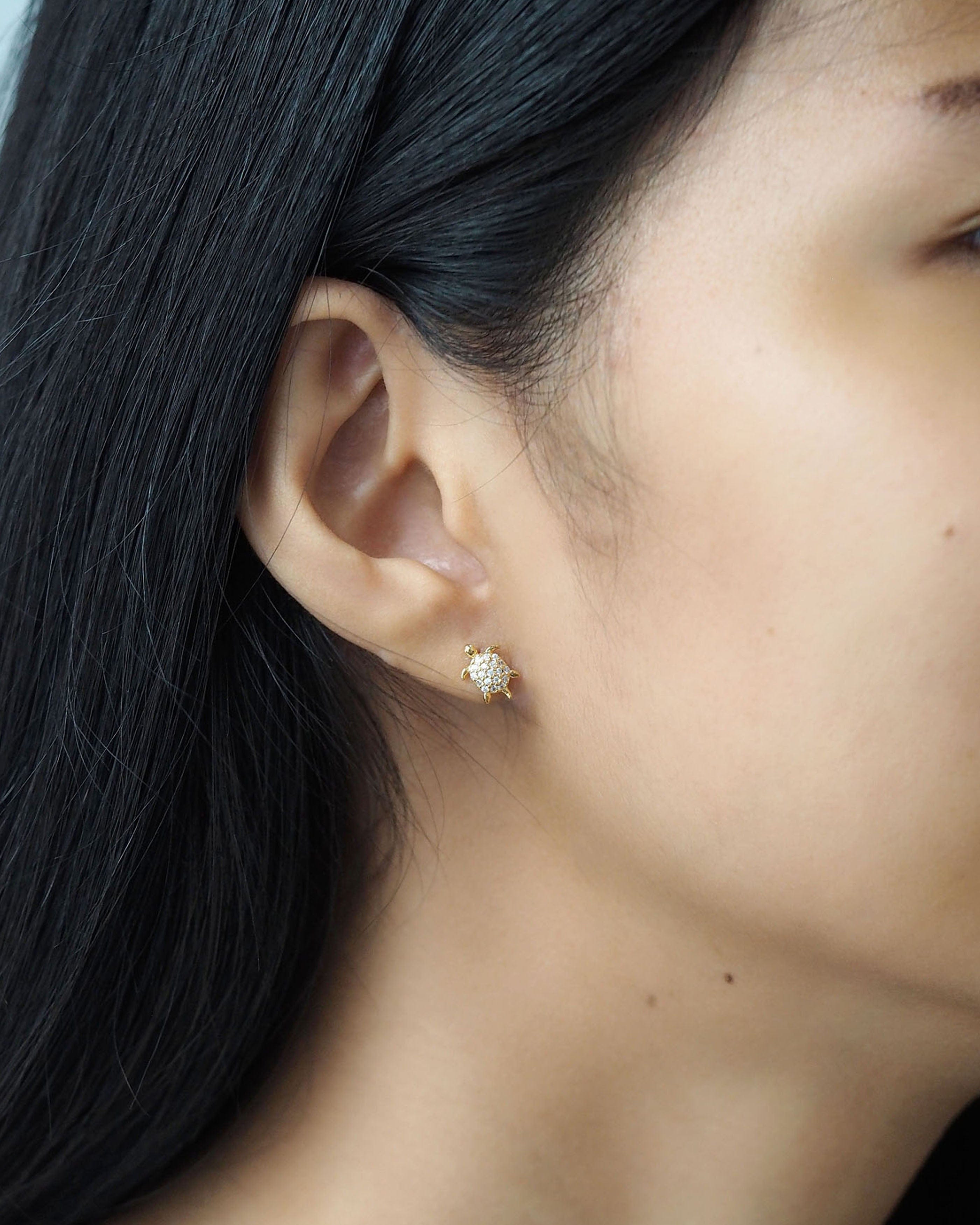 TAI JEWELRY Earrings Pave CZ Turtle Studs