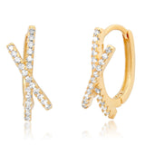 TAI JEWELRY Earrings Gold Pave CZ X Huggies