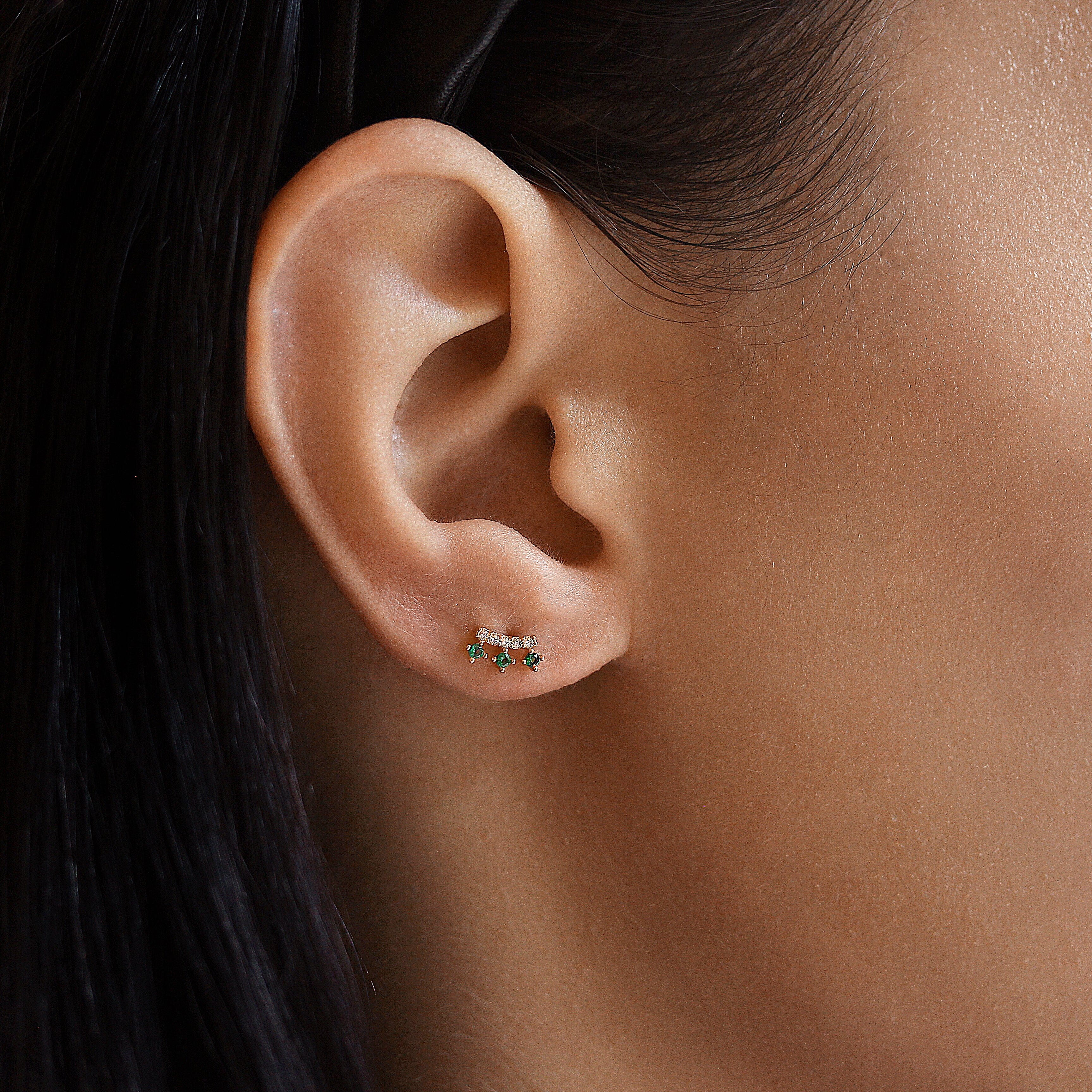TAI JEWELRY Earrings Pave Emerald Climbers