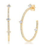 TAI JEWELRY Earrings Pave Hoops with CZ Stations