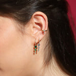 TAI JEWELRY | Triple Drop Gemstone Pave Huggies | Earrings |