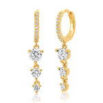 TAI JEWELRY | Triple Drop Gemstone Pave Huggies | Earrings |