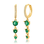 TAI JEWELRY | Triple Drop Gemstone Pave Huggies | Earrings |
