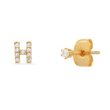 TAI JEWELRY Earrings Pavé Initial Mismatched Earrings