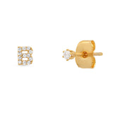 TAI JEWELRY Earrings B Pavé Initial Mismatched Earrings