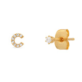 TAI JEWELRY Earrings C Pavé Initial Mismatched Earrings