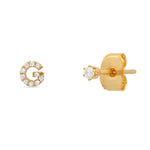 TAI JEWELRY Earrings G Pavé Initial Mismatched Earrings