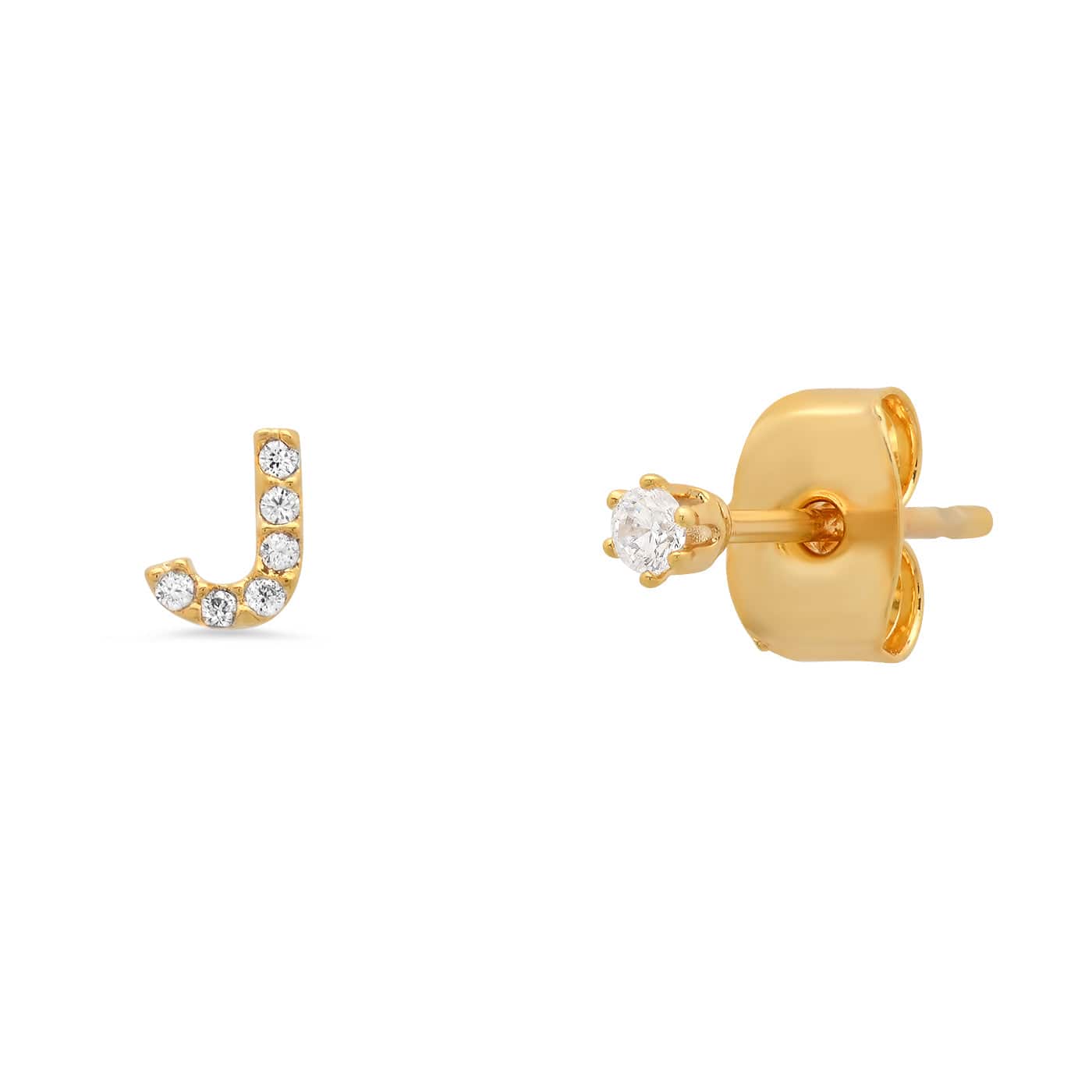 TAI JEWELRY Earrings J Pavé Initial Mismatched Earrings