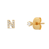 TAI JEWELRY Earrings N Pavé Initial Mismatched Earrings