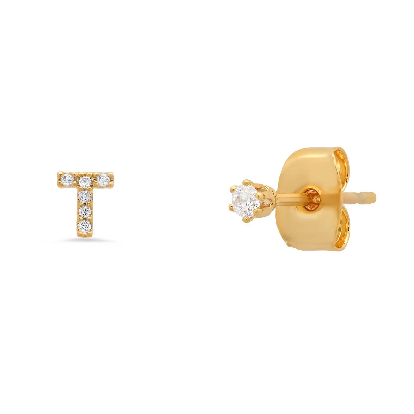 TAI JEWELRY Earrings T Pavé Initial Mismatched Earrings