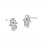 TAI JEWELRY Earrings SILVER Pave Mini Hamsa Earrings