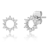 TAI JEWELRY Earrings Silver Pave Open Circle Flower Stud Earring