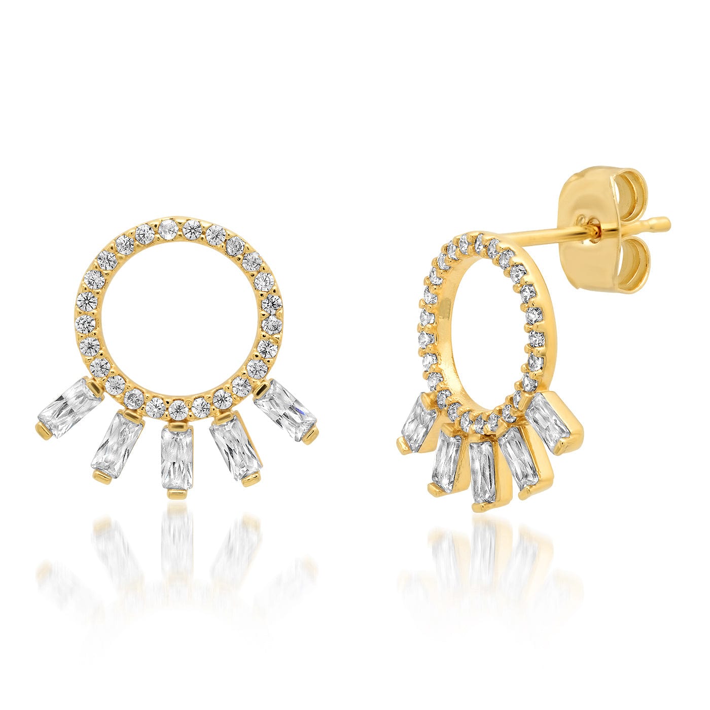 TAI JEWELRY | Pave Sideways Hoops With Baguette Accents | Earrings |