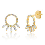 TAI JEWELRY | Pave Sideways Hoops With Baguette Accents | Earrings |