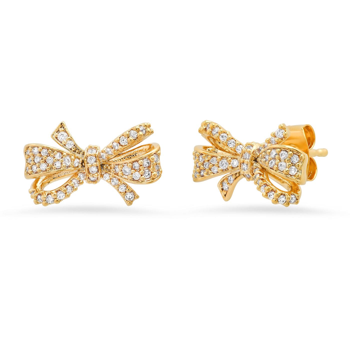 TAI JEWELRY Earrings Paved Cz Bow Studs