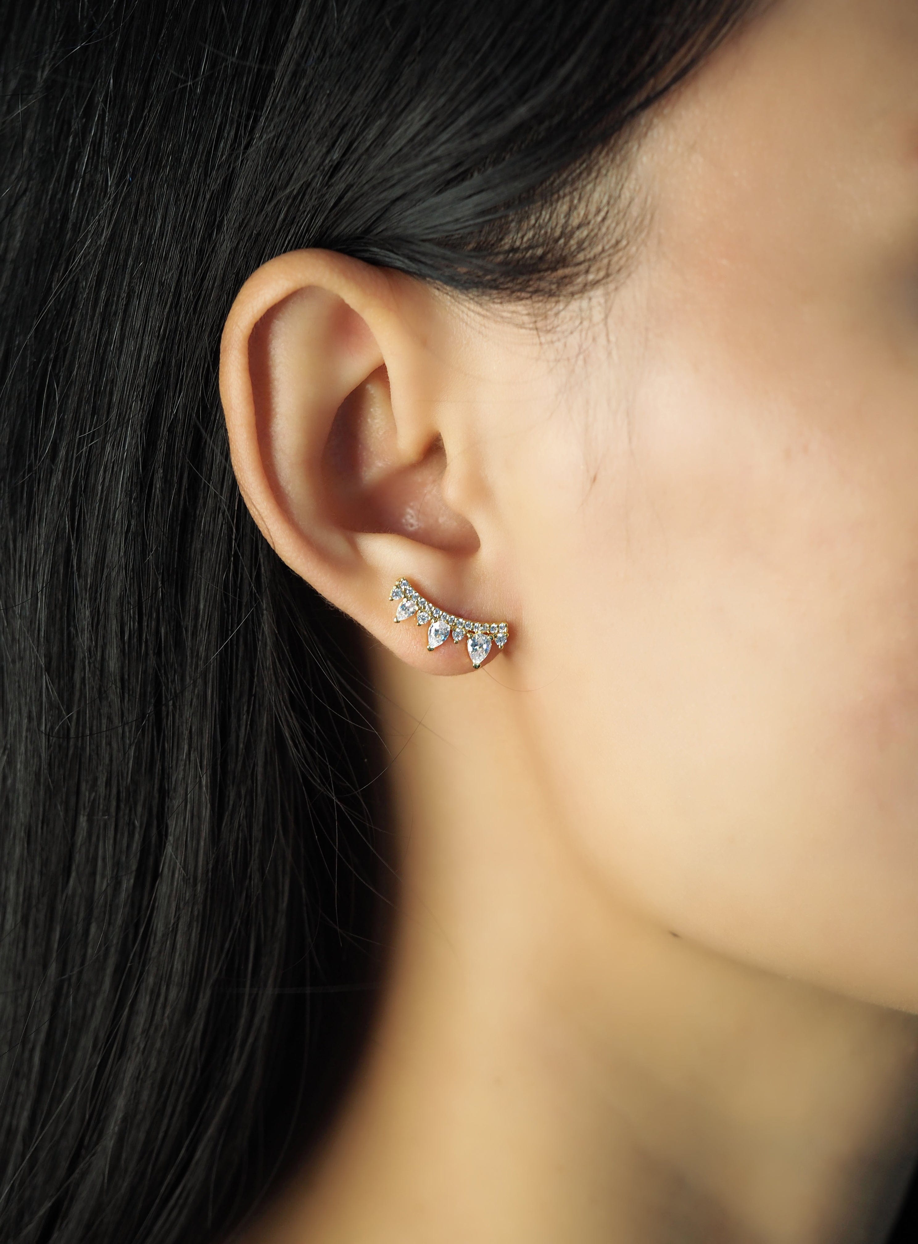 TAI JEWELRY Earrings Pear Shaped Cz Crawler