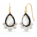 TAI JEWELRY Earrings Pear Shaped CZ Dangle With Enamel Bezel