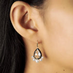 TAI JEWELRY Earrings Pear Shaped CZ Dangle With Enamel Bezel