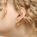 TAI JEWELRY | Pear Shaped Gold Huggie | Earrings |