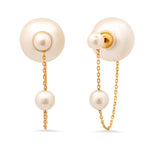 TAI JEWELRY Earrings Pearl and Chain Front to Back Earrings