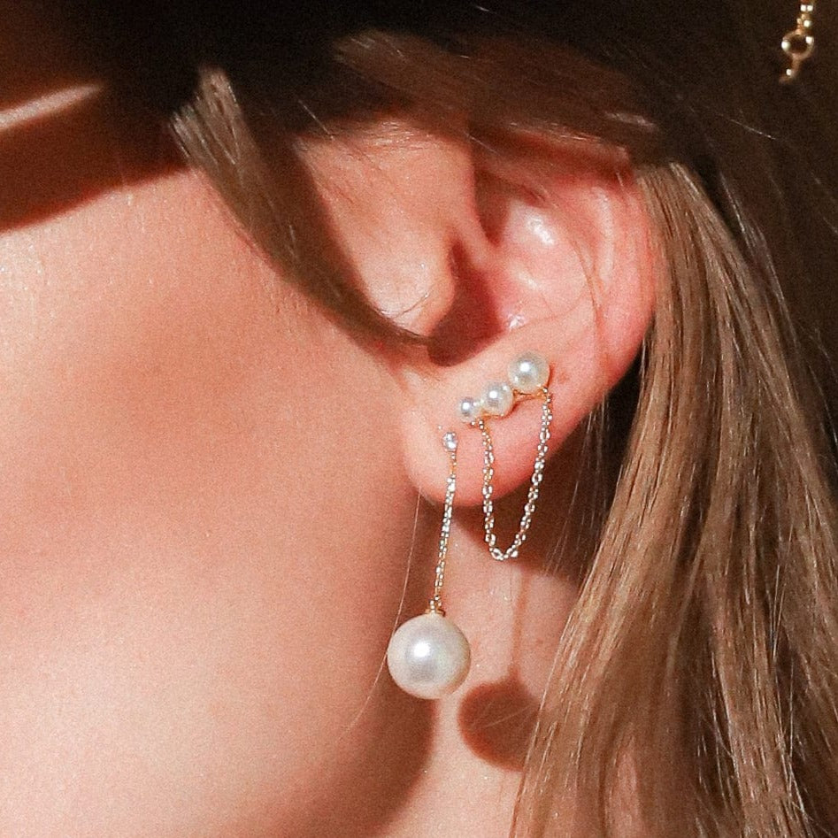 TAI JEWELRY Earrings Pearl and Chain Studs