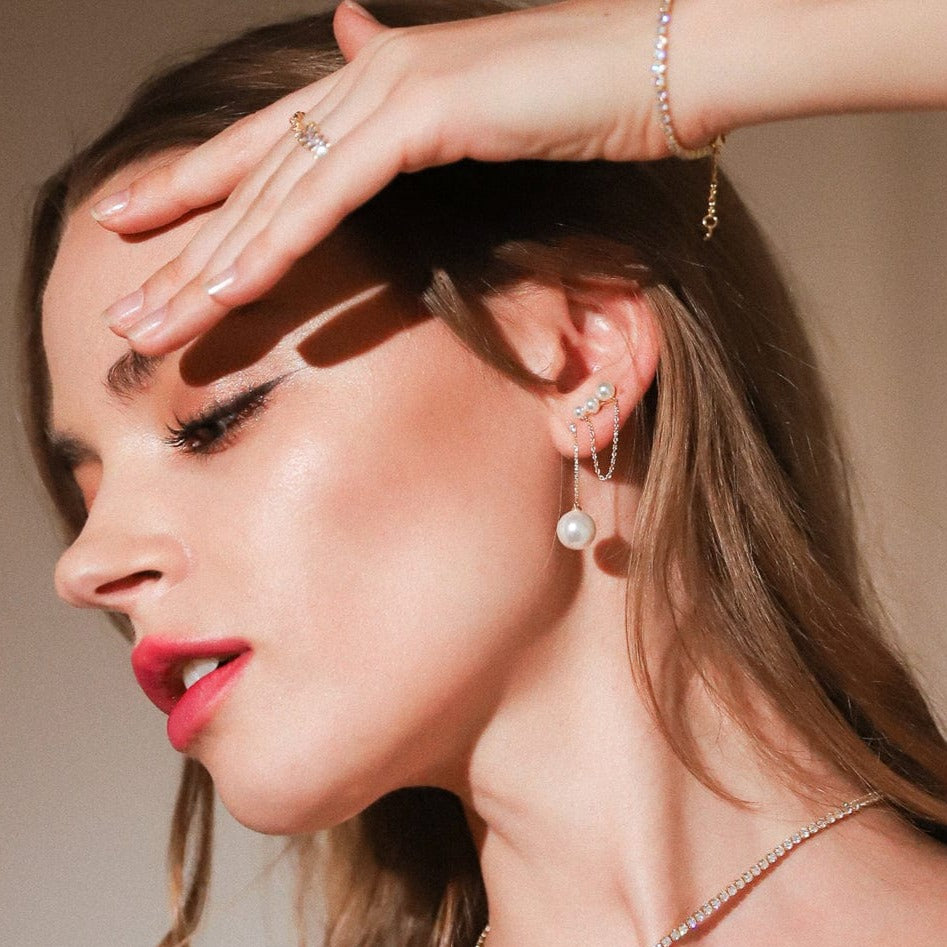 TAI JEWELRY | Pearl and Chain Studs | Earrings |