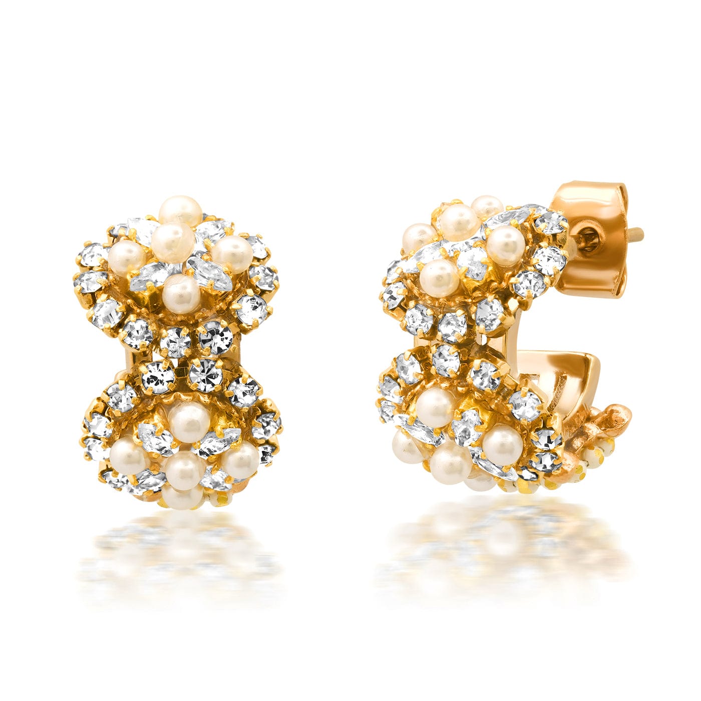 TAI JEWELRY | Pearl and CZ Beaded Huggies | Earrings |