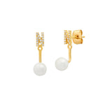 TAI JEWELRY Earrings N Pearl And CZ Monogram Ear Jacket