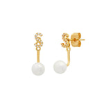 TAI JEWELRY Earrings S Pearl And CZ Monogram Ear Jacket