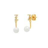 TAI JEWELRY Earrings Z Pearl And CZ Monogram Ear Jacket