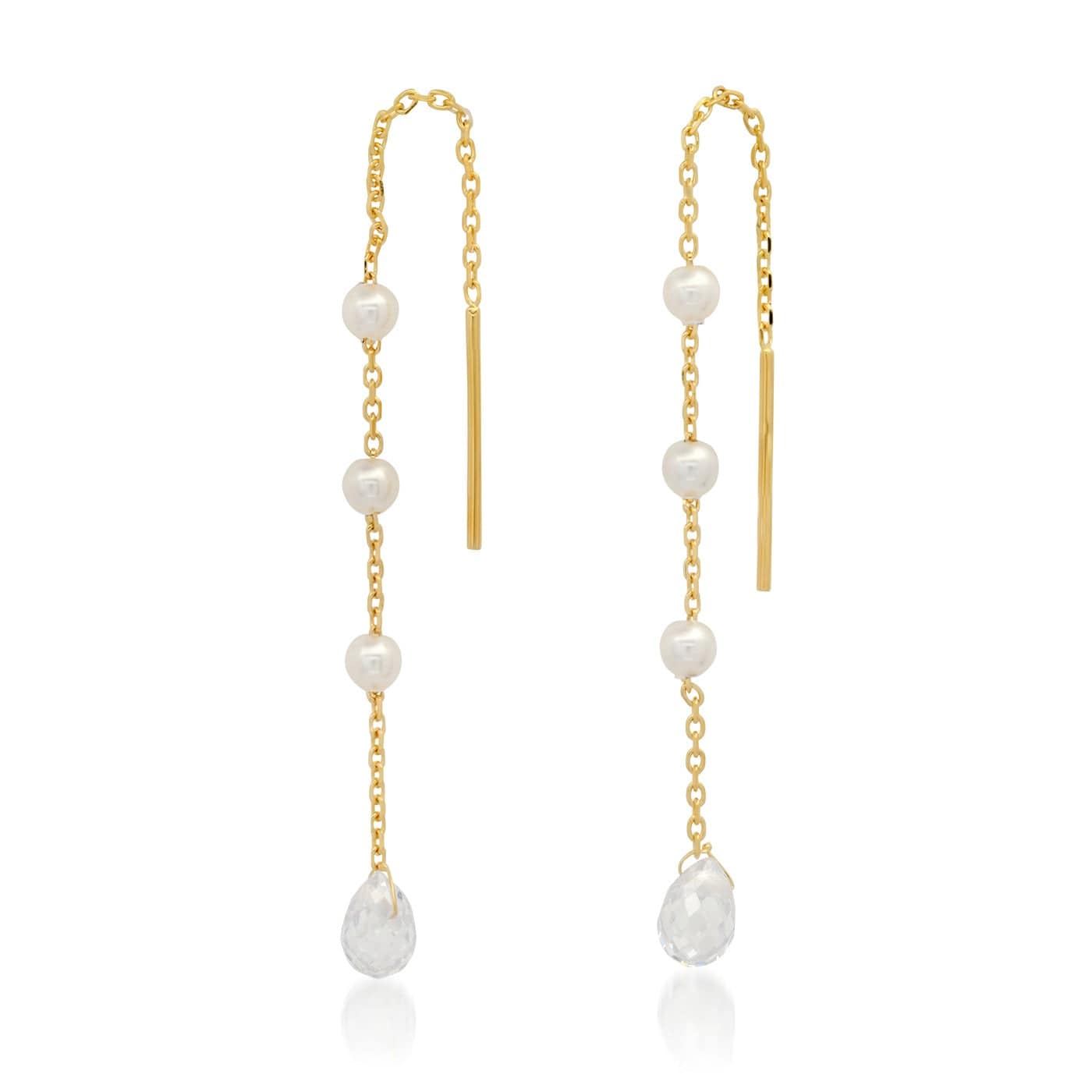 TAI JEWELRY | Pearl Station Threader Earrings | Earrings |