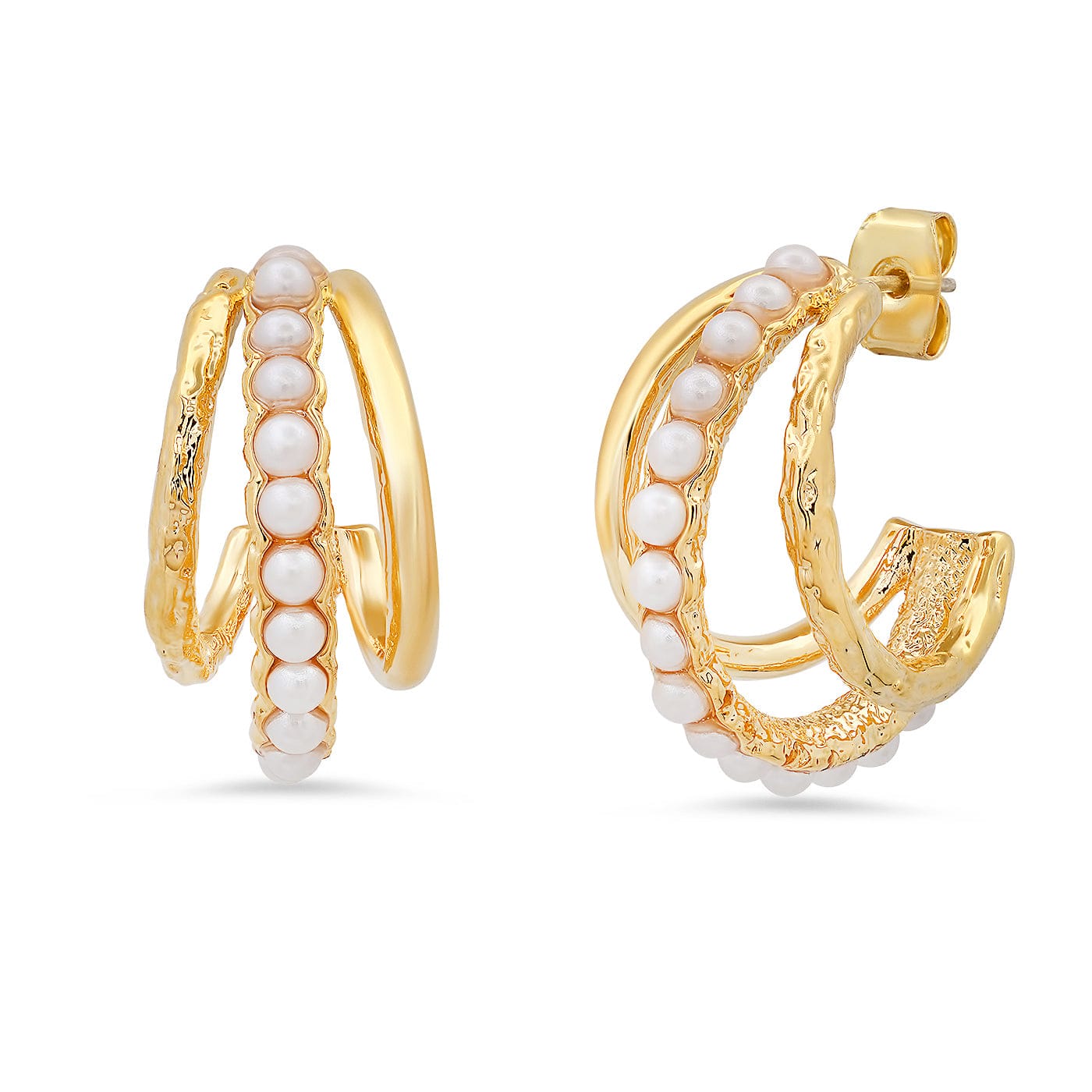 TAI JEWELRY | Pearl Trio Hoop Earrings | Earrings |
