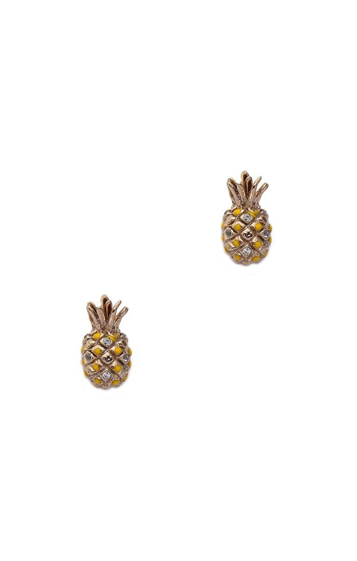 TAI JEWELRY Earrings Pineapple Studs With Enamel