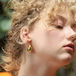 TAI JEWELRY | Puffy Teardrop Gold Huggie | Earrings |