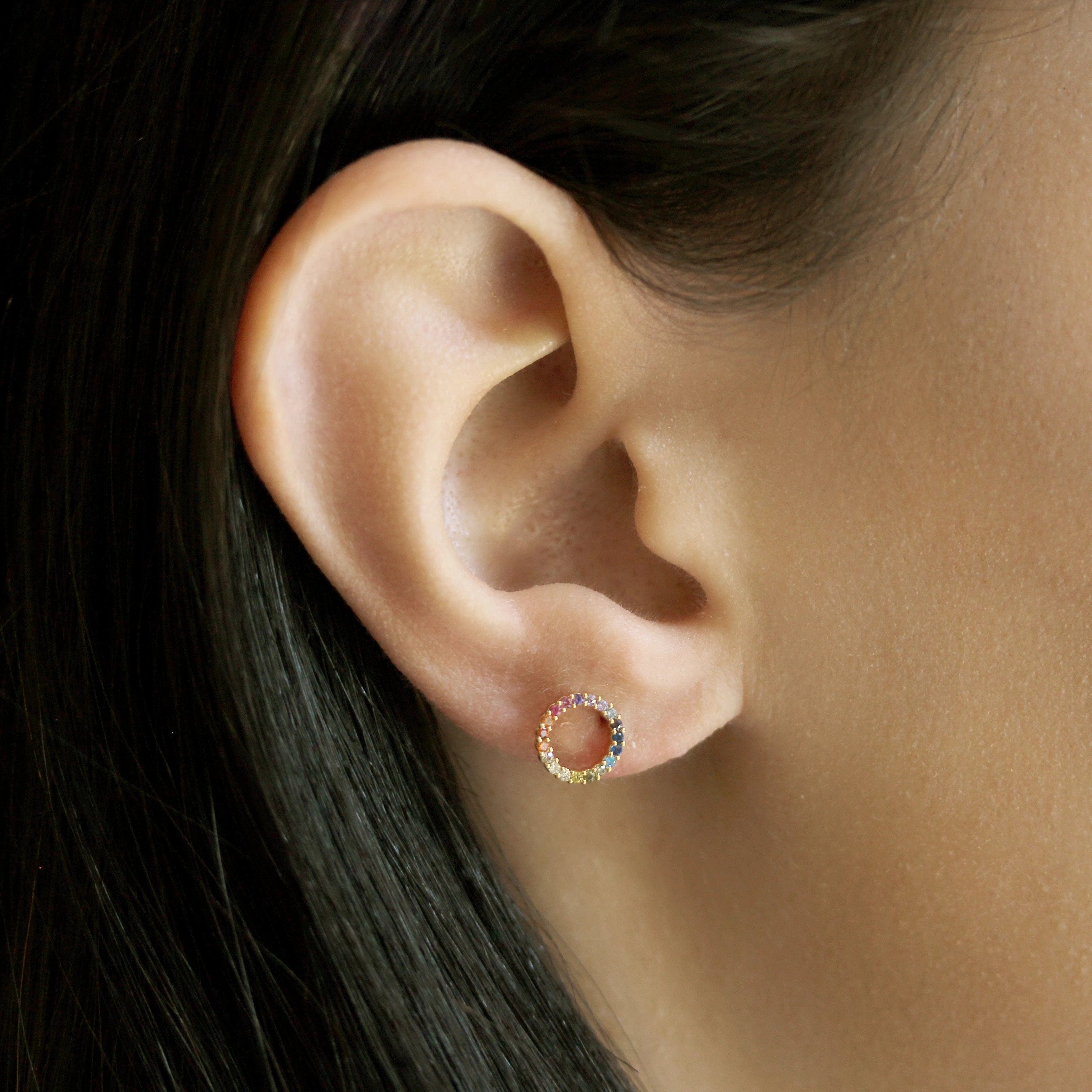 TAI JEWELRY | Rainbow Circle Studs | Earrings |