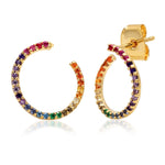 TAI JEWELRY Earrings Rainbow Pavé Open Hoop Earrings
