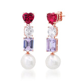 TAI JEWELRY Earrings Red Heart Stone and Pearl Drop Earrings