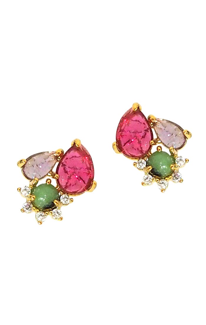 TAI JEWELRY Earrings G/Lilac Rock Crystal Cluster Stud With Delicate CZ Accents