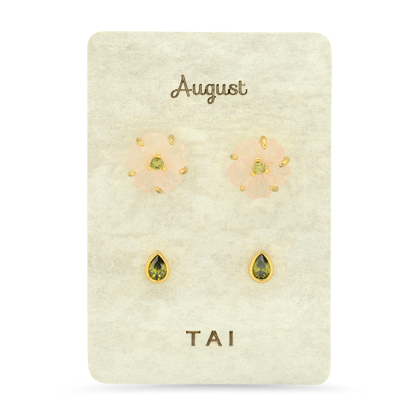 TAI JEWELRY | Rose Quartz Birthstone Earring Set | Earrings |