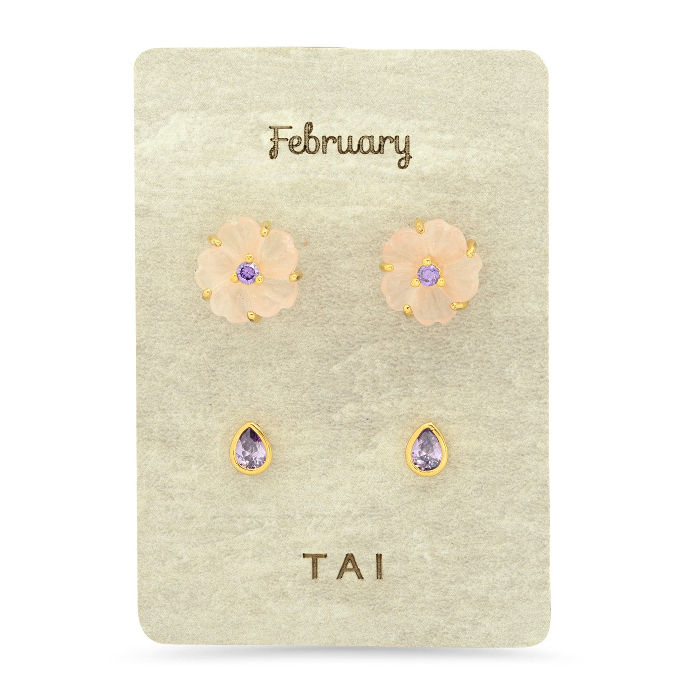 TAI JEWELRY | Rose Quartz Birthstone Earring Set | Earrings |